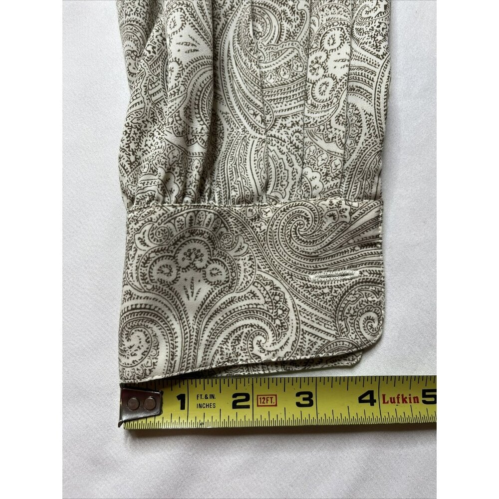 Liz Claiborne Collection Cream With Brown Paisley Pattern Button Down Size 10 - Picture 12 of 12